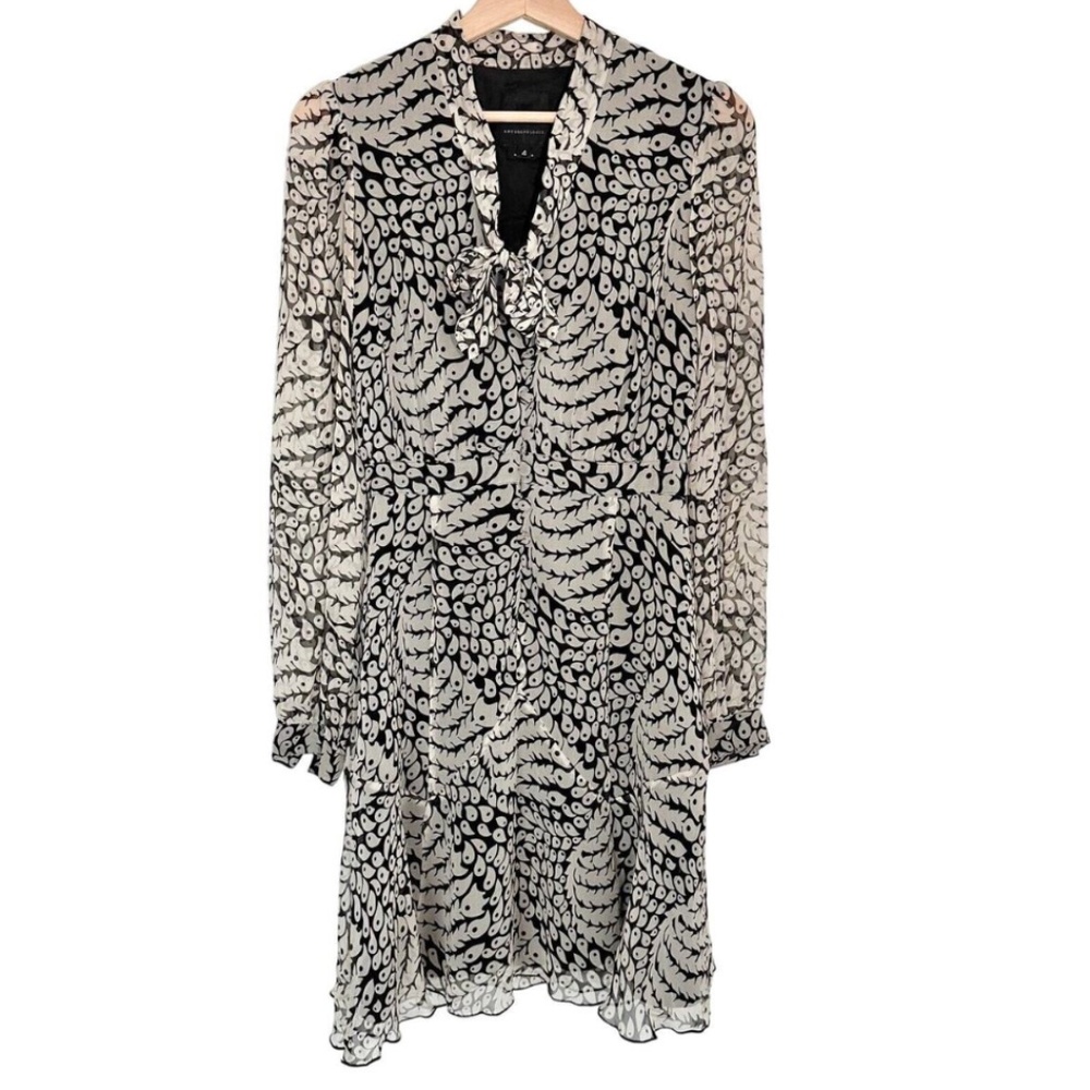 Ana Sui x Anthropologie Silk Long Sleeve Bow Dress
